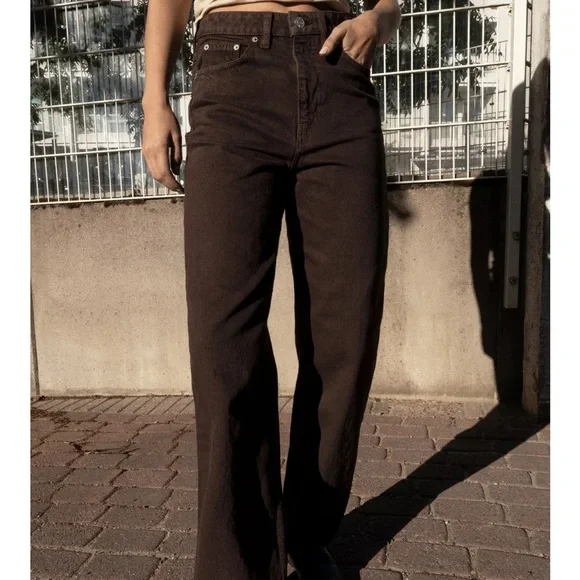 Mom Fit High Waist Brown Jeans - Picture 2 of 7